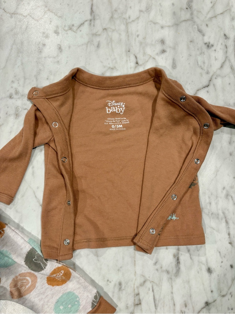 Disney Baby Winnie the Pooh Brown & Grey Baby Outfit- 0/3m - Picture 3 of 5